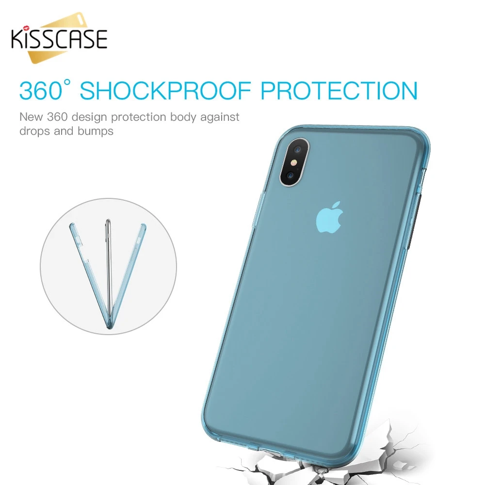 KISSCASE 360 градусов покрытие Чехлы для iPhone X ультра тонкий мягкий силиконовый чехол 7