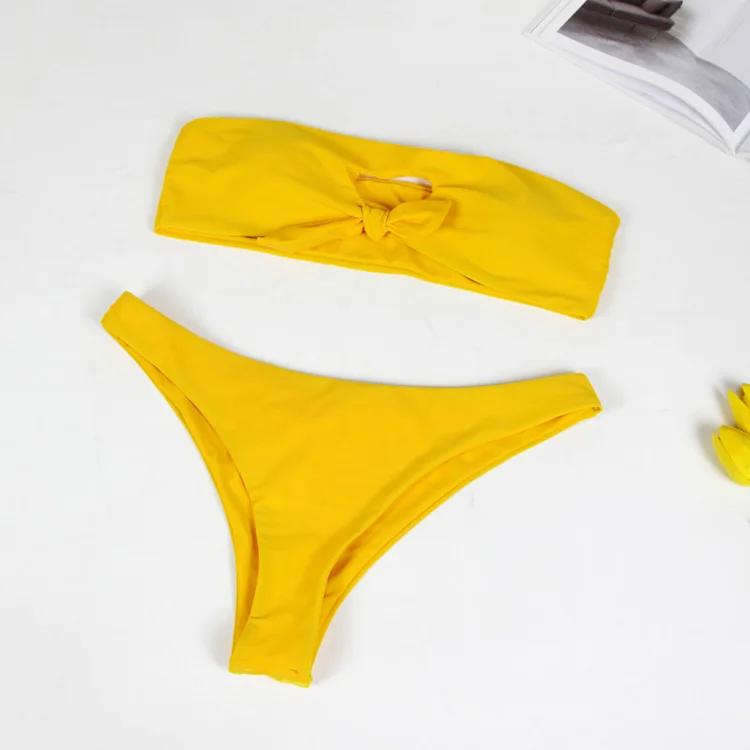 Hirigin 2019 Bust Bowknot Bikini Sexy Strapless Women Biquini Set Swimwear Push Up Padded Swimsuit Bathing Suit | Женская одежда
