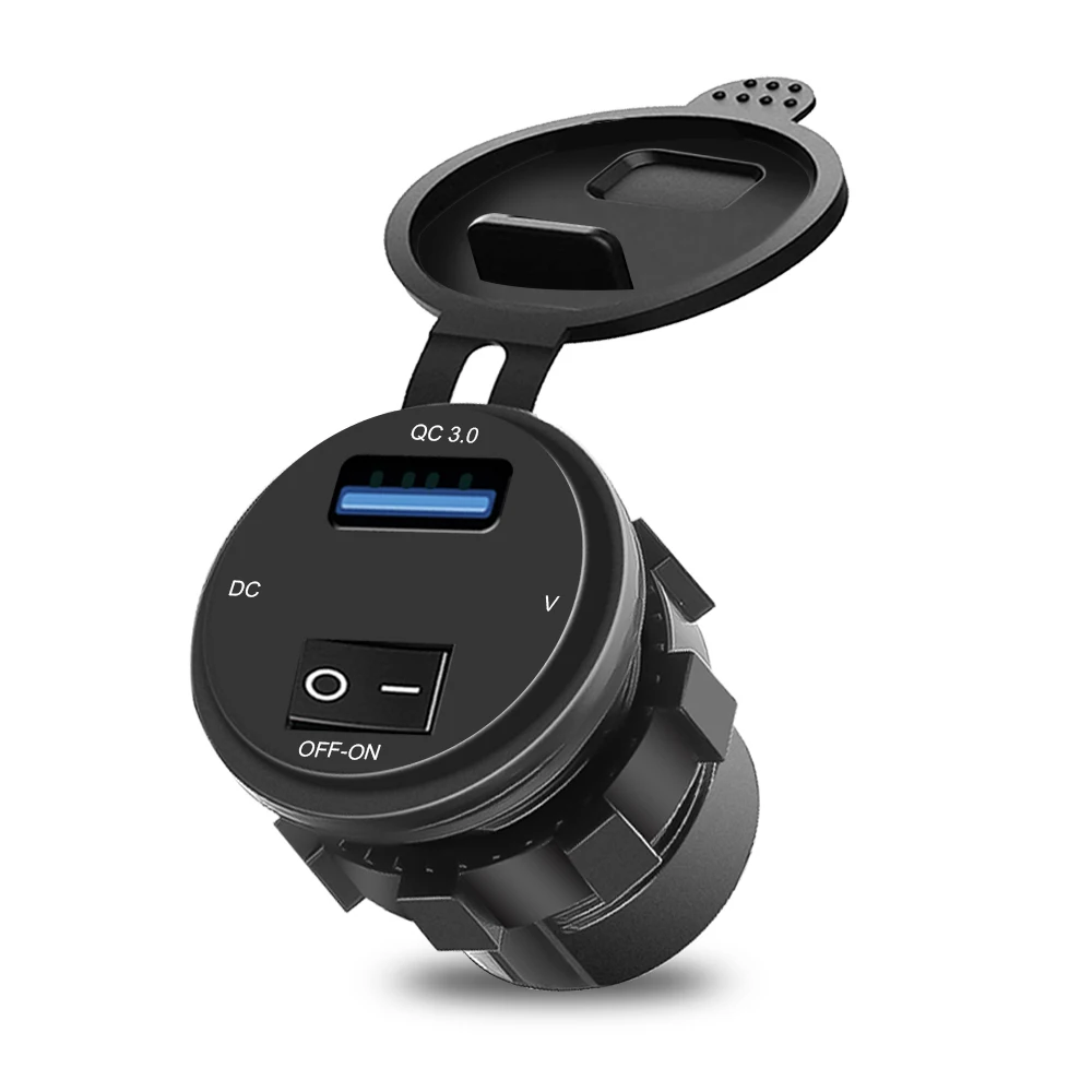 Автомобильное зарядное устройство KEBIDU USB с переключателем светодиодный адаптер