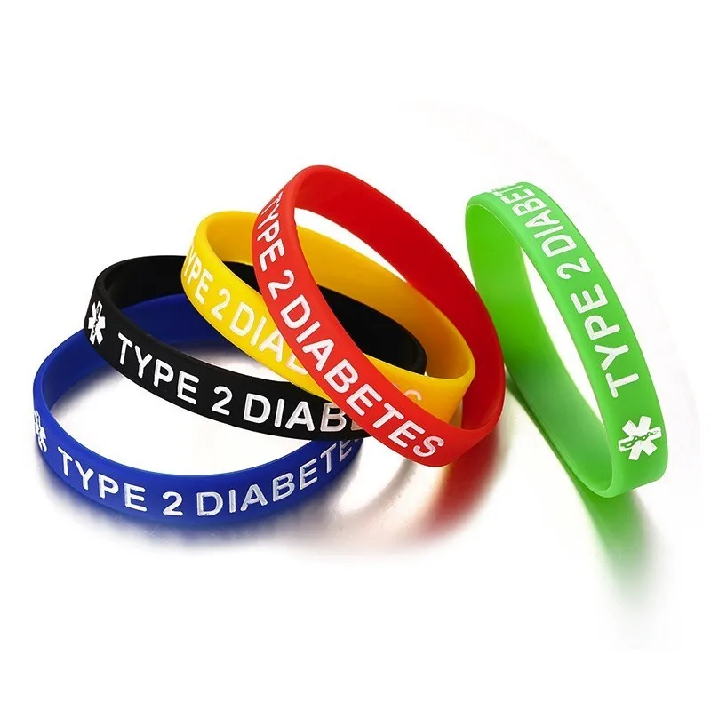 

Vnox 5pcs/ Set Sporty Silicone Bracelets for Women Men Medical Type 1/ 2 Diabetes Band Waterproof Water Resistance Jewelry