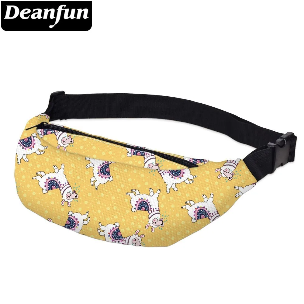 Deanfun/женская сумка на пояс с принтом ламы водонепроницаемая альпака желтая плечо