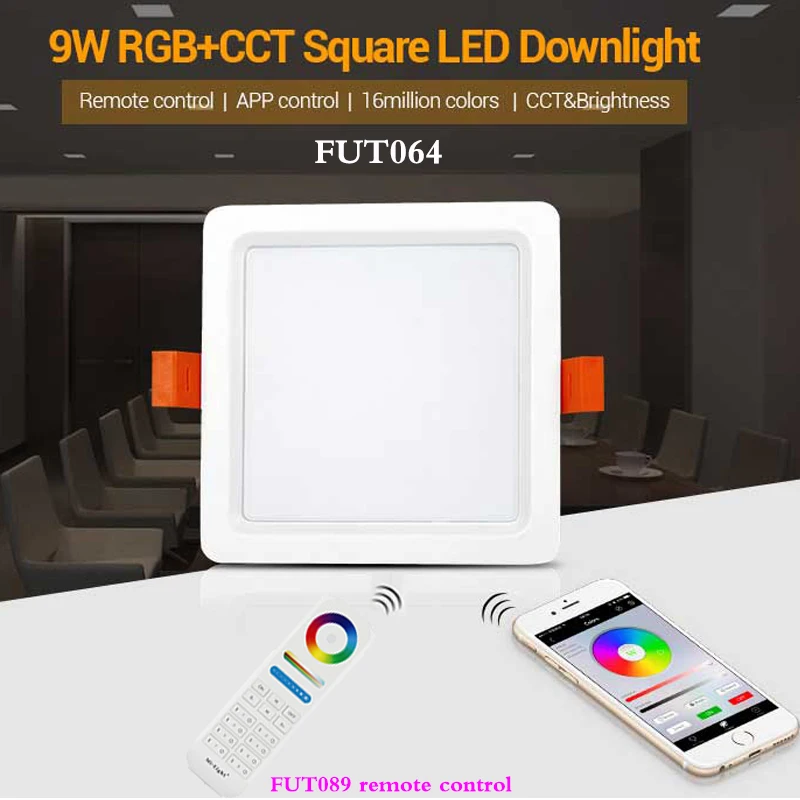 9W Square LED Downlight FUT064 Recessed Ceiling Lamp AC 110V 220V indoor smart LED Panel Light  can 2.4GHz RF /voice/APP/control