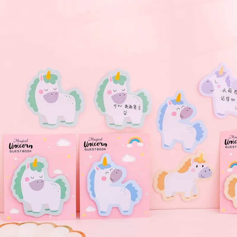Милый клейкий блокнот Kawaii Rainbow с единорогом липкими нотами для офиса школы