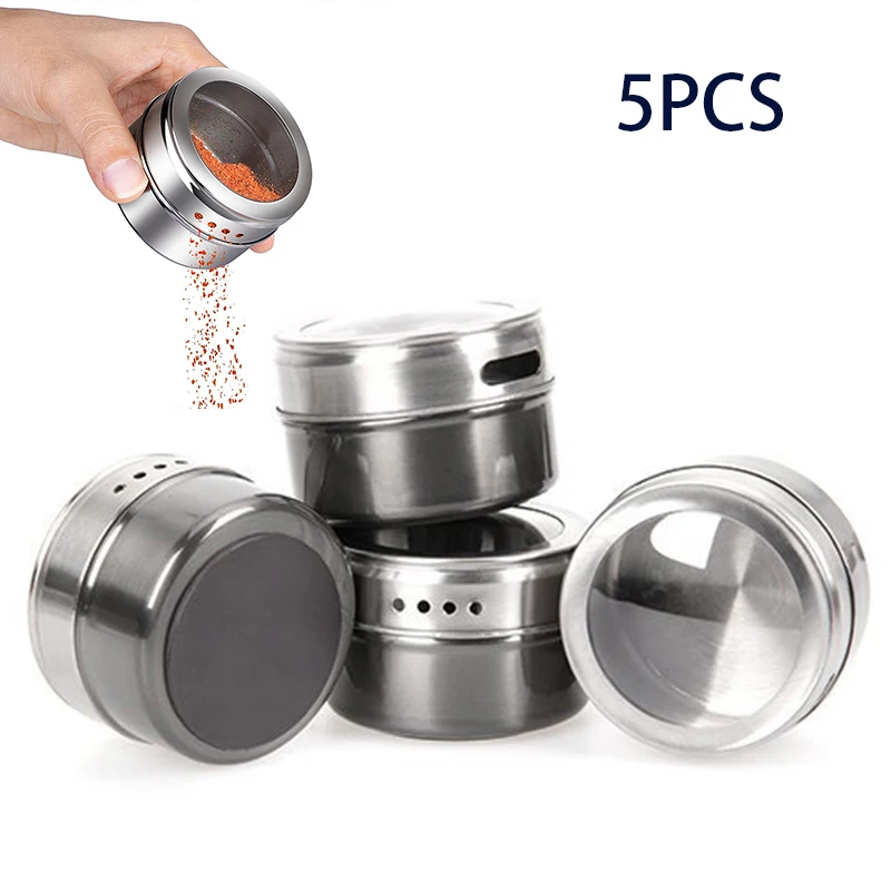 5 шт./компл. с магнитным дном для специй банки из нержавеющей стали контейнер