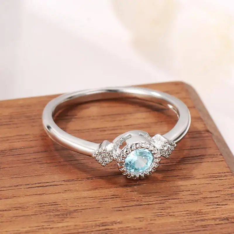 Модные кольца Engagemen из циркония с кристаллами для женщин и девочек Серебряное
