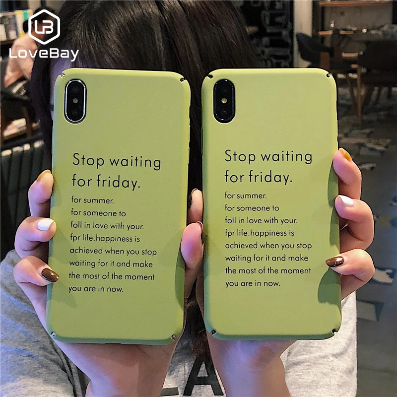 Lovebay Phone Case For iPhone 6 6s 7 8 Plus X XR XS Max Fashion Cute Cartoon Letter Matcha Green Hard PC |
