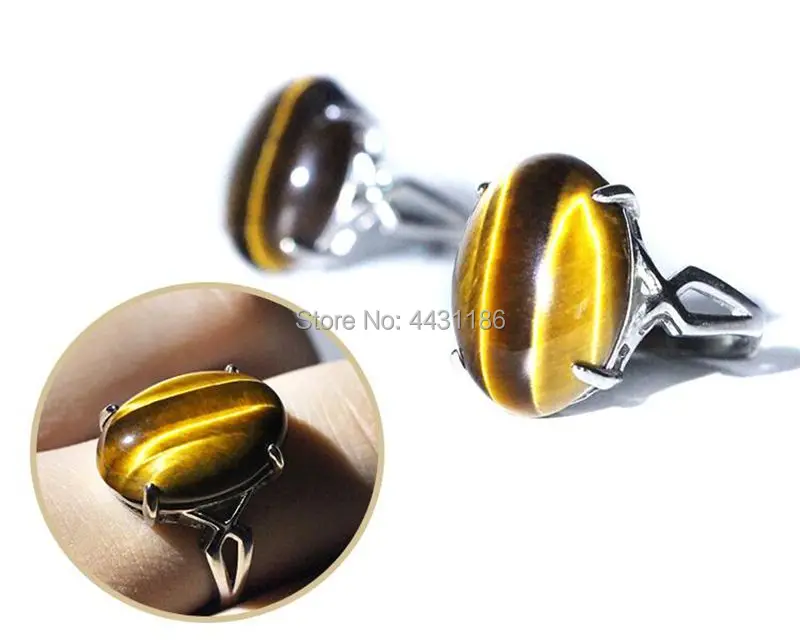 Tibetan Silver Hand-Inlay Natural Tiger's-Eye Stone Crystal Ring Man/Lady Good Quality Finger Ornaments/Free Gift Box | Дом и сад