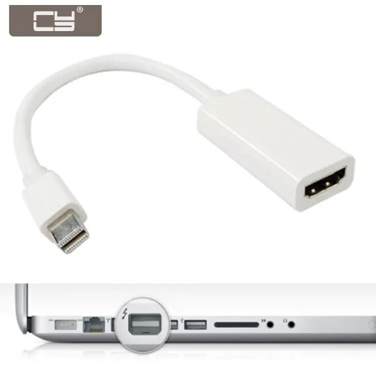 

CYDZ Thunderbolt Port to HDMI-compatible Female Adapter Cable with Audio Video Black White