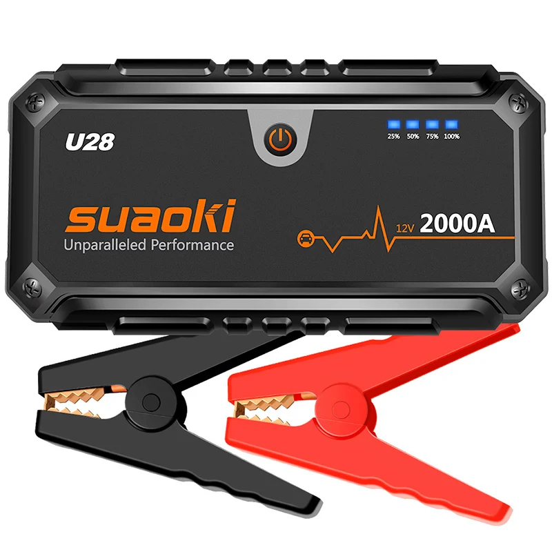 Suaoki U28 2000A пиковое пусковое устройство пакет с Smart аккумуляторные зажимы и USB