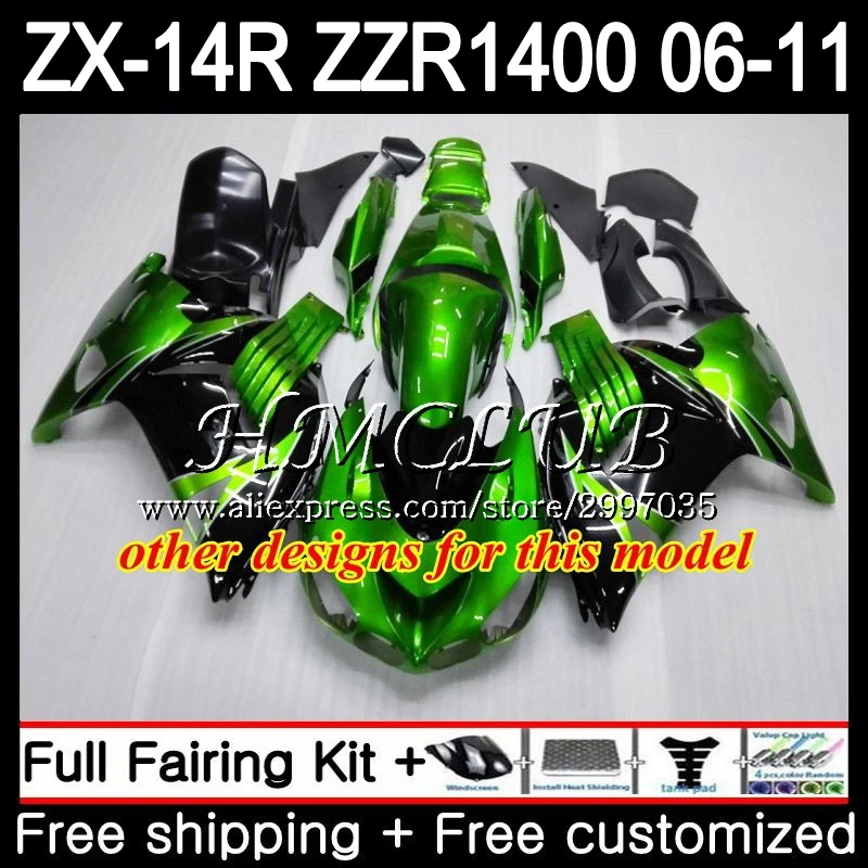 Набор для KAWASAKI NINJA ZX 14R 2006 2007 2008 2009 2010 2011 68HC. 3 ZX-14R ZZR1400 ZX14R 06 07 08 09 10 11 глянцевый черный