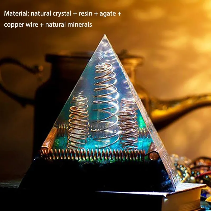 Минеральная кристаллическая чакра AURA REIKI Orgonite пирамида рейки преобразователь