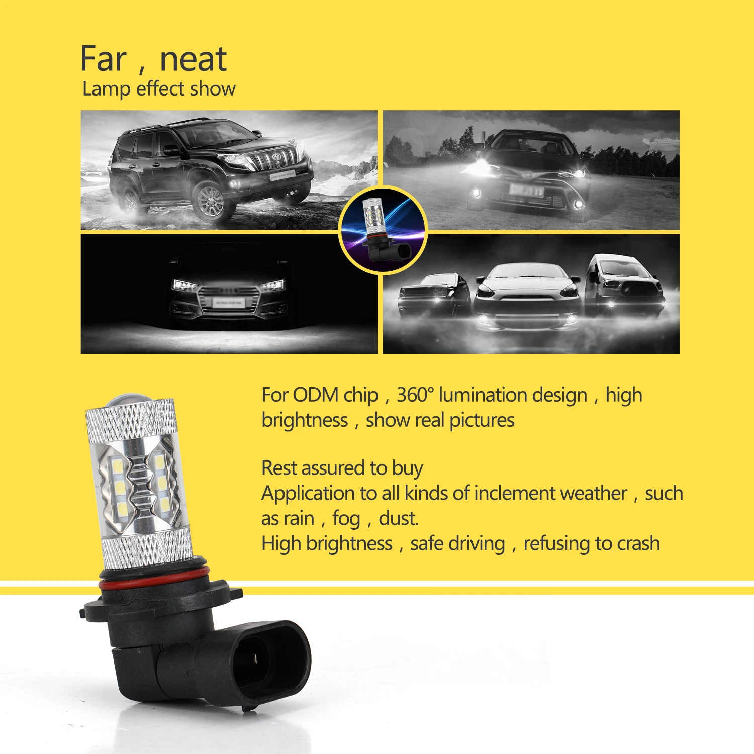Mooreaxe 9006/HB4 9005/HB3 H8 H9 Daytime Running Light Bulb LED Fog For Car Turning Parking Bulbs 2 Piece | Автомобили и