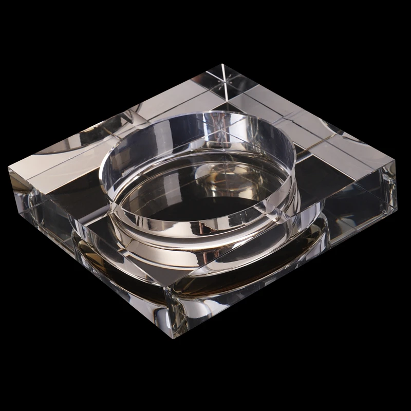 Promotion! Modern White crystal Home/Office Art Deco Portable Square Crystal Ashtray Golden Model 10 cm | Дом и сад
