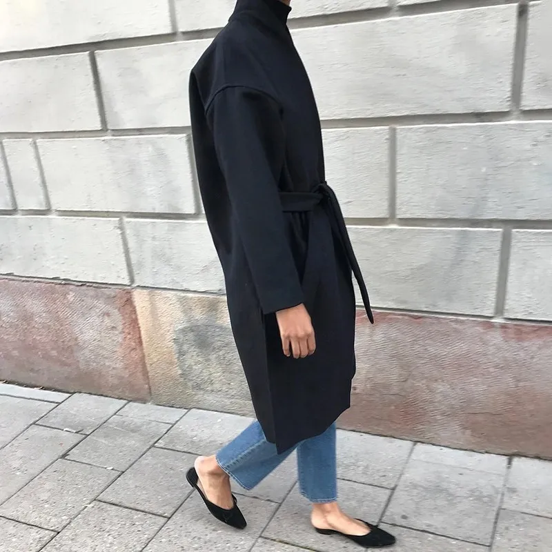 TWOTWINSTYLE Autumn Winter Coat Female Jackets V Neck Long Sleeve High Waist Lace Up Thick Jacket For Women Fashion Elegant New | Женская
