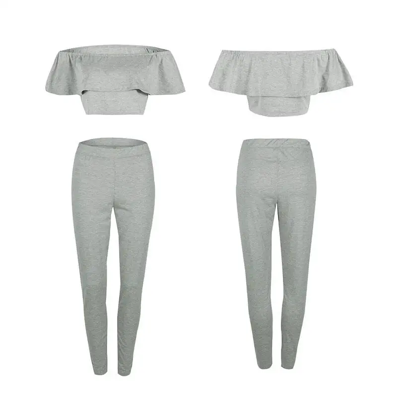 Women Set Summer Sexy Off Shoulder 2 Pieces Outfits Crop Top And Long Pants Matching Sets Female Tracksuit Two Piece SJ2708X |