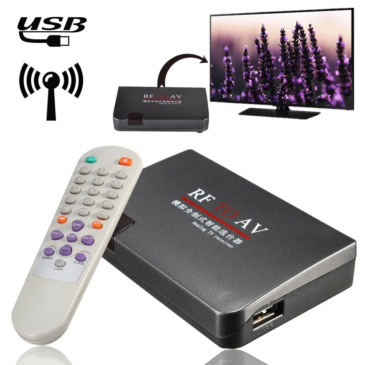 Радиочастотный в av ресивер аналоговый кабель RF AV ТВ конвертер USB с пультом