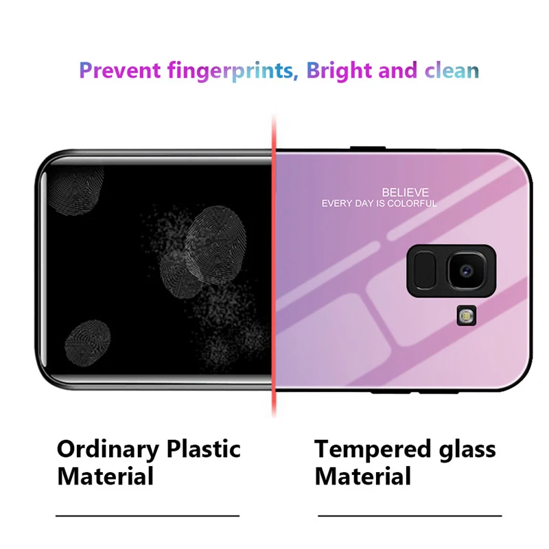 Luxury Phone Case For Samsung S9 Plus Note 8 9 Tempered Glass Back Cover S8 A5 A7 2017 A6 A8 J4 J6 J8 2018 |