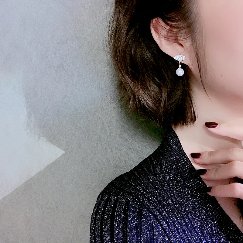 Женские серьги в форме листа гинкго серьги-подвески золотого цвета с имитацией