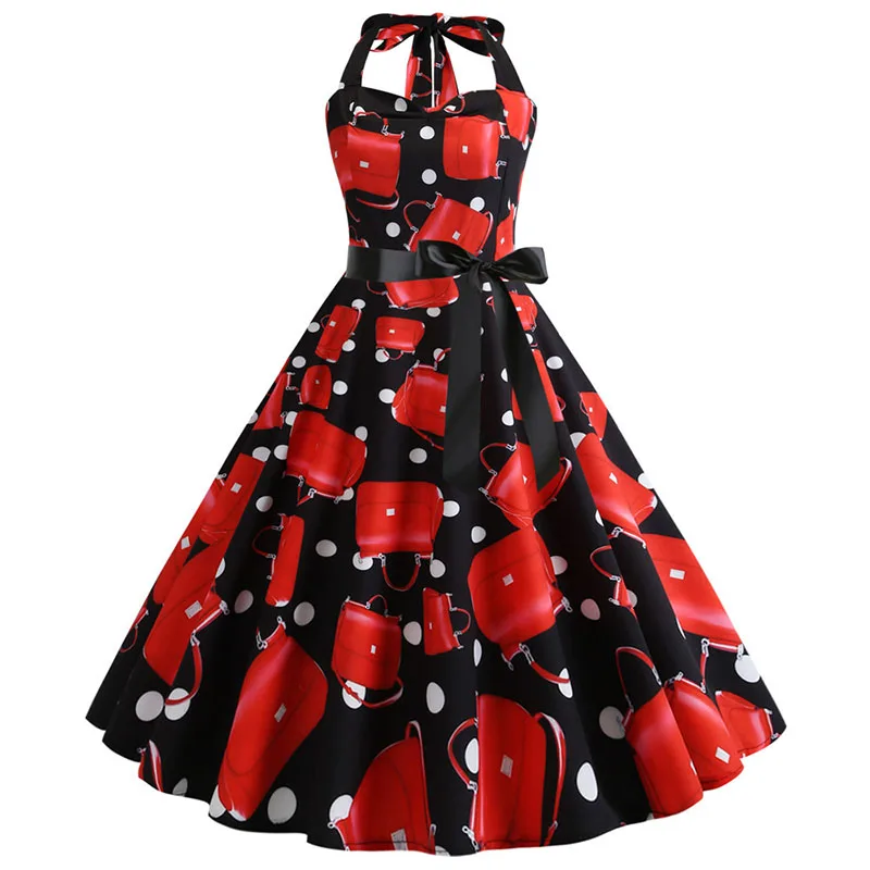 Женское винтажное платье с цветочным принтом желтое лямкой на шее без рукавов