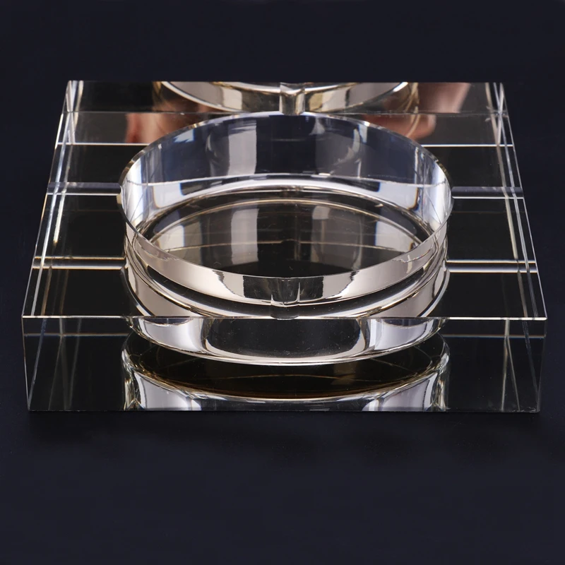 Promotion! Modern White crystal Home/Office Art Deco Portable Square Crystal Ashtray Golden Model 10 cm | Дом и сад