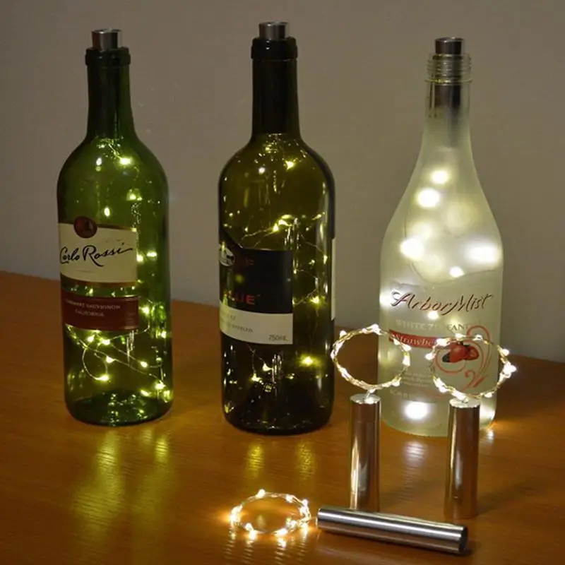 

SOLLED 1M 15 LED Wine Bottle String Light Copper Wire Starry String Warm White Fairy Light for Wedding Xmas Party