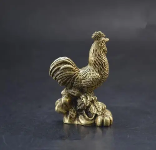 Китайские старинные коллекционные вещи чистый Зодиак из латуни курица мини