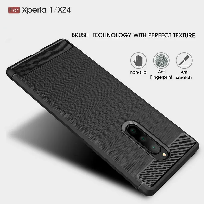 Luxury Carbon Fiber Soft Silicone Case Cover For Sony Xperia 1 XZ4 Compact XZ3 XZ2 Premium XZ1 XZ XZS XA3 XA2 Plus XA1 |