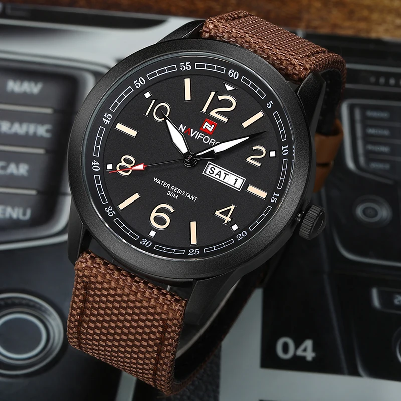 Новинка NAVIFORCE мужские модные роскошные часы Мужские кварцевые нейлоновые