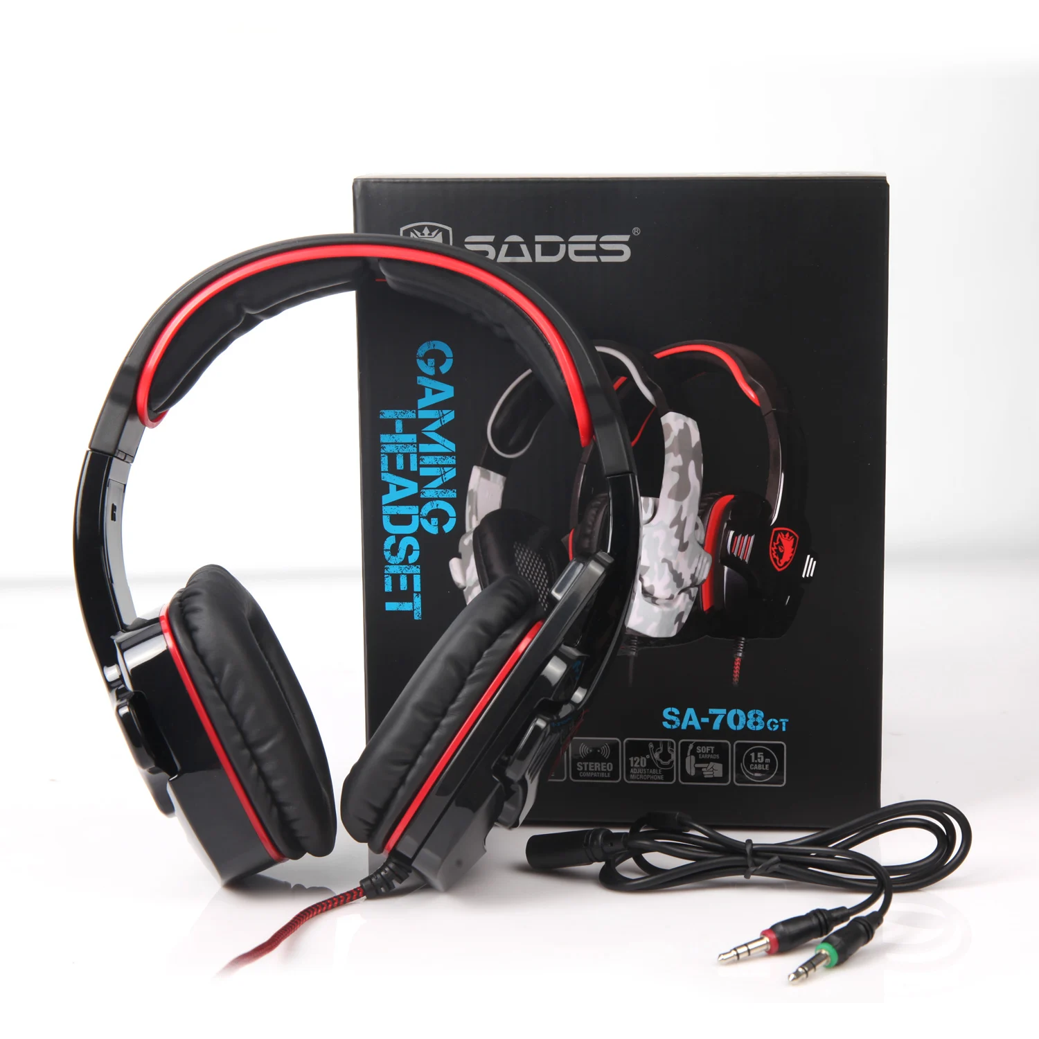 PS4 наушников SA-708GT SADES игровая гарнитура для ПК/ноутбук/Xbox 360 с микрофоном-черный