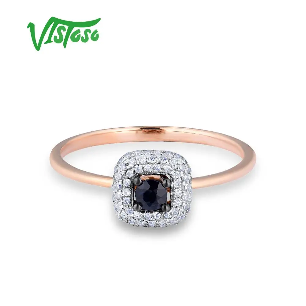 Кольцо VISTOSO Pure 14 K 585 розовое золото для женщин кольцо Сияющие алмазы синий сапфир
