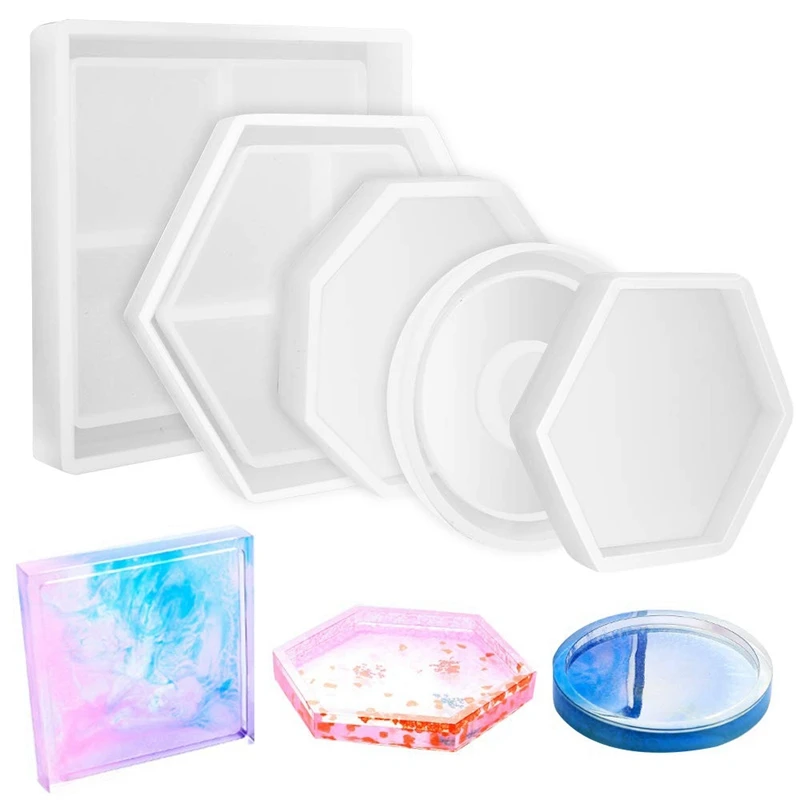 5 шт. Diy Coaster силиконовая форма в комплекте квадратная Шестигранная круглая
