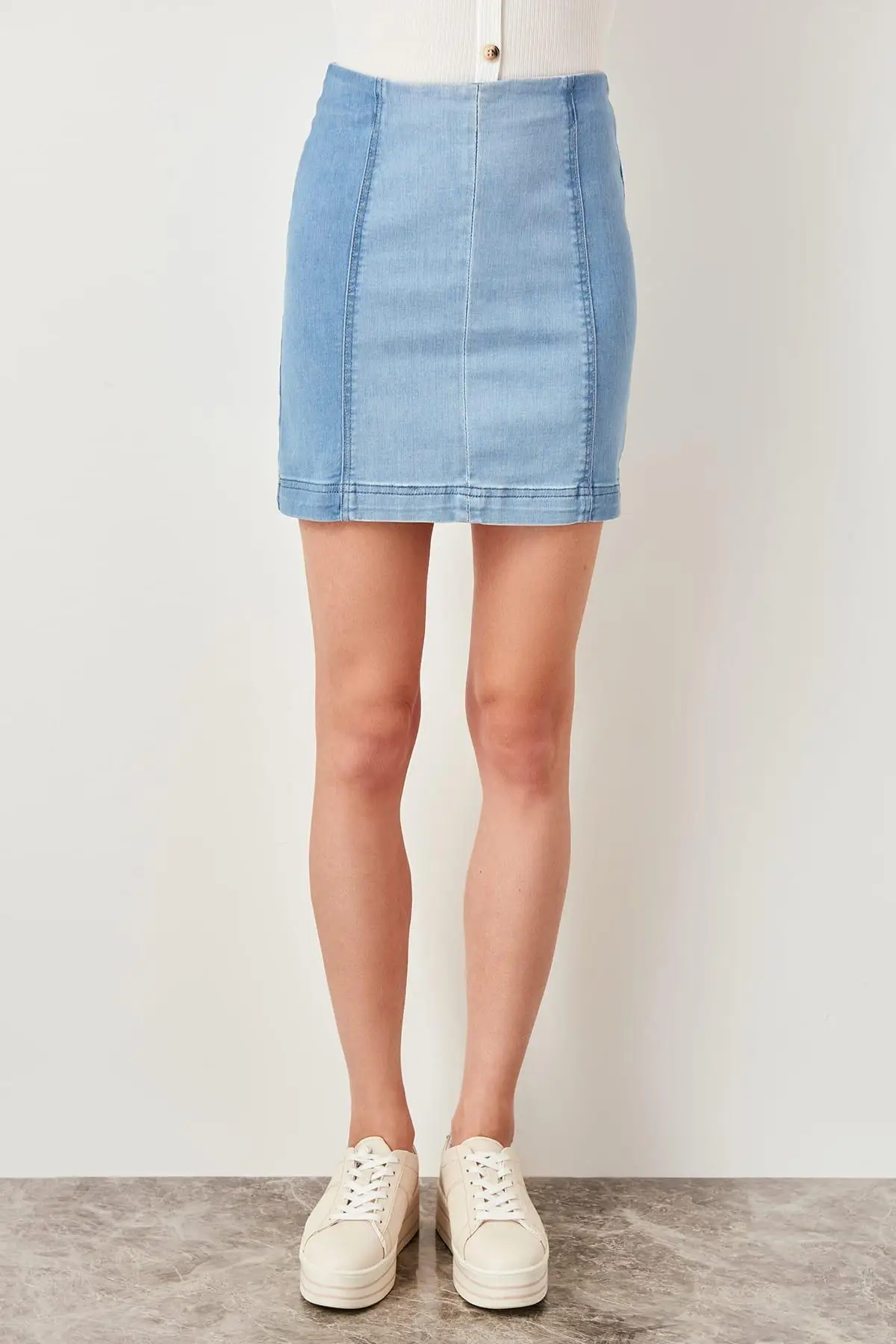 Trendyol Mavi Blocky Denim Skirt TCLSS19LR0052 | Женская одежда