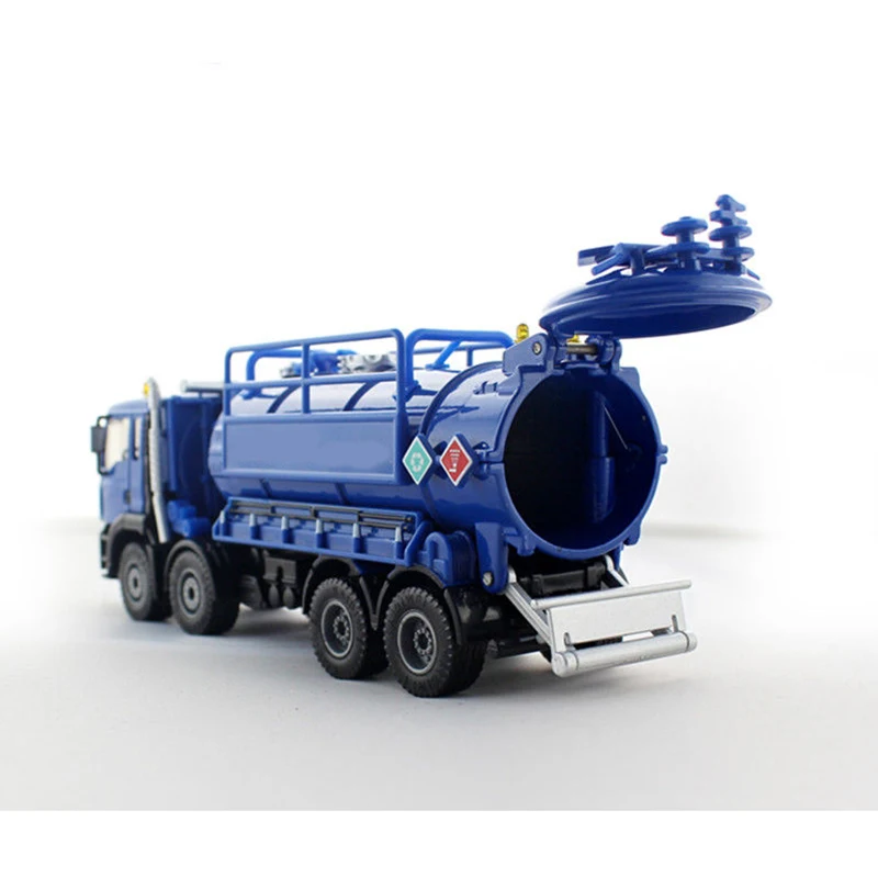 

1:50 Scale White/Blue Alloy Engineering Car Model Toy Diecast Sewage Storage Truck Wastewater Transport Vehicle Car Model Gift