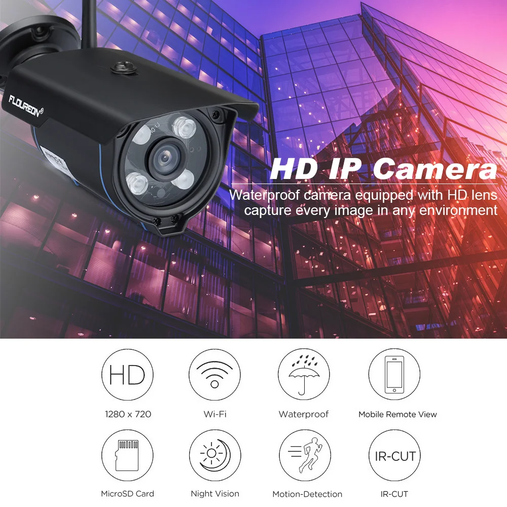 Floureon 720 P H.264 Wifi Беспроводной CCTV ip камера видеонаблюдения с поддержкой Wi Камера 1.0MP