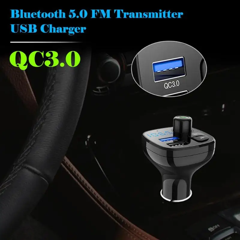 VODOOL BT12 Bluetooth 5.0 Handsfree Wireless FM Transmitter Car Kit MP3 Player Support QC3.0 USB Fast Charging Phone Charge | Автомобили и