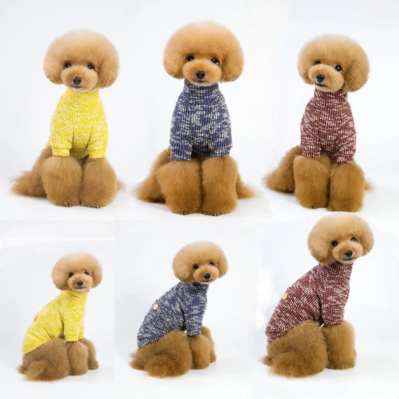 Winter Warm Pet Dog Coats Knit Sweaters Cute Puppy Jumper Sweater Clothes Small Coat 3 Colors Plus Size |