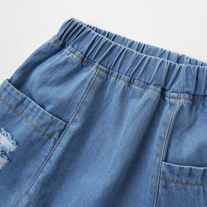 Детские летние шорты детские ковбойские штаны с дырками джинсовые брюки для