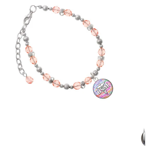 Серебряный куполообразный многоцветный Браслет BSM украшенный розовым бисером| |