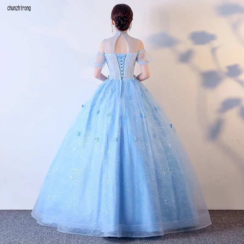 New The Banquet Elegant Evening Prom Halter Organza Tulle Short Sleeves Lace Appliques Floor-length Party Custom Formal Gowns | Свадьбы и
