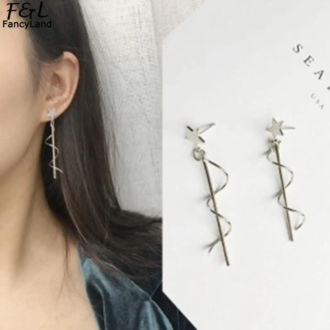 Shape Pair Spiral Tassel Charm Jewelry Earrings Gift New Wedding Trendy of Dating Casual Party Fashion Women | Украшения и