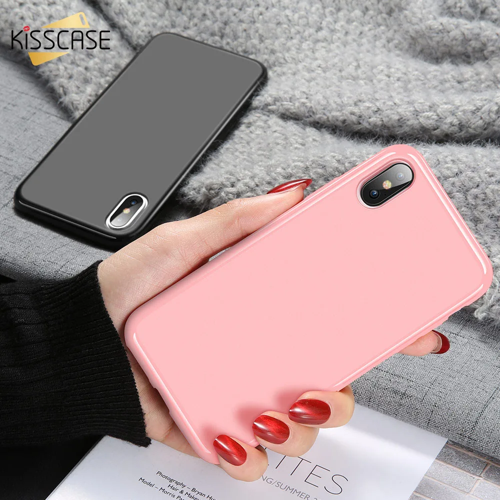 KISSCASE Phone Case For iPhone 8 7 6S 6 Plus XR XS Max X Simple Solid Color Cases 10 5S SE Silicon Cover |
