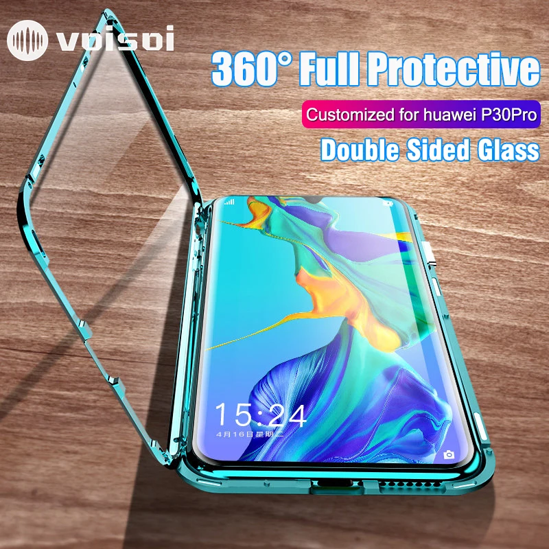 Роскошный защитный металлический магнитный чехол для всего тела huawei P30 Pro 360