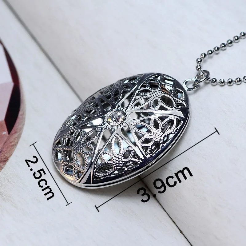 New Floating Charm Open Locket Pendant Necklace Hollow oval crystal Photo Jewelry Necklaces &amp Pendants YT66N | Украшения и