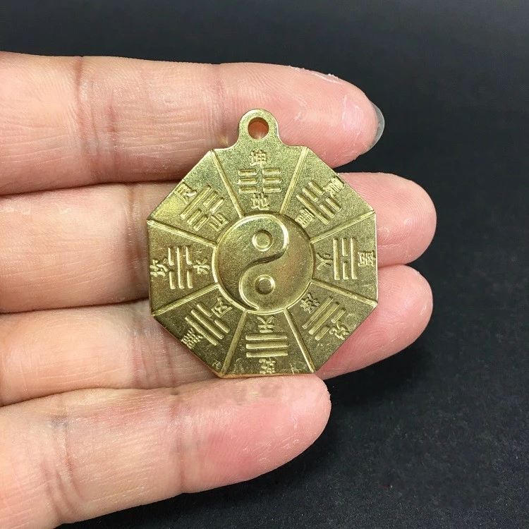 Коллекционный китайский латунный резной Тай Чи Бага зеркало изысканный