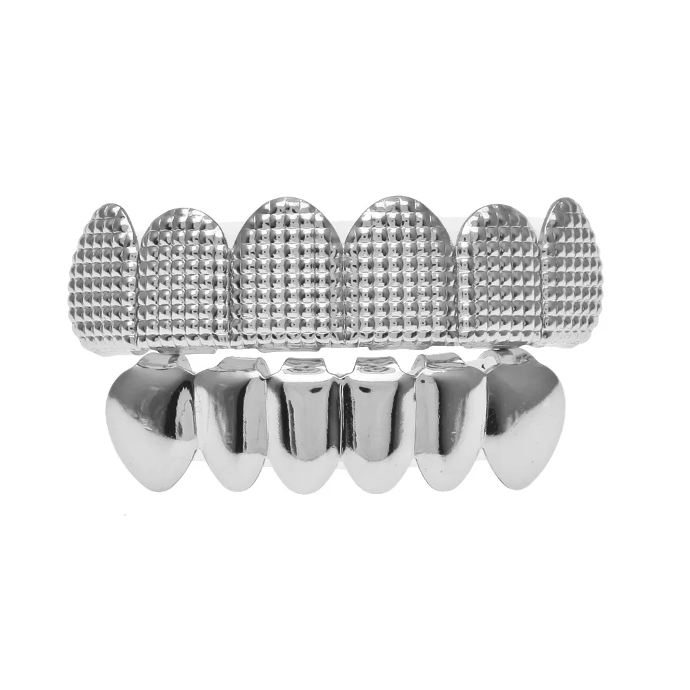 Решетки для зубов льдом в стиле хип хоп верхней и нижней зубы grillz Gold серебро Цвет