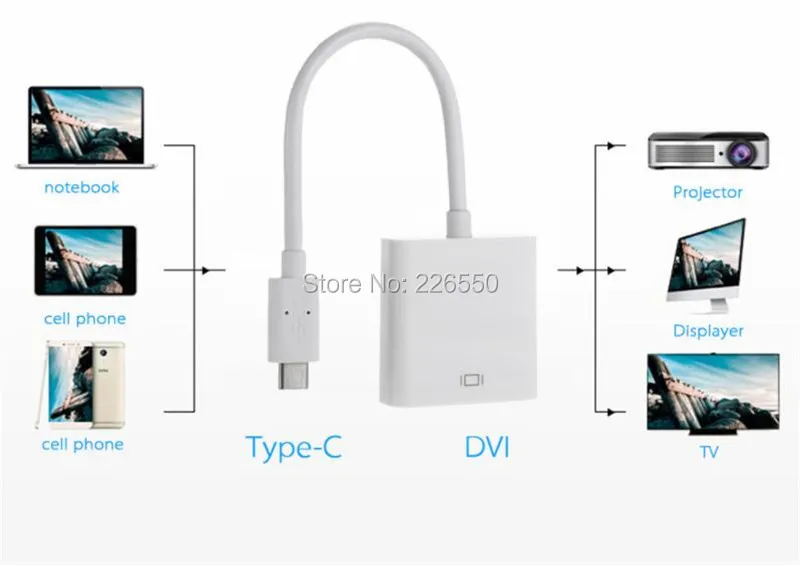 Адаптер с разъемом для монитора переходник USB 3 1 Type C Male DVI Female 1080P Mac и Macbook новое