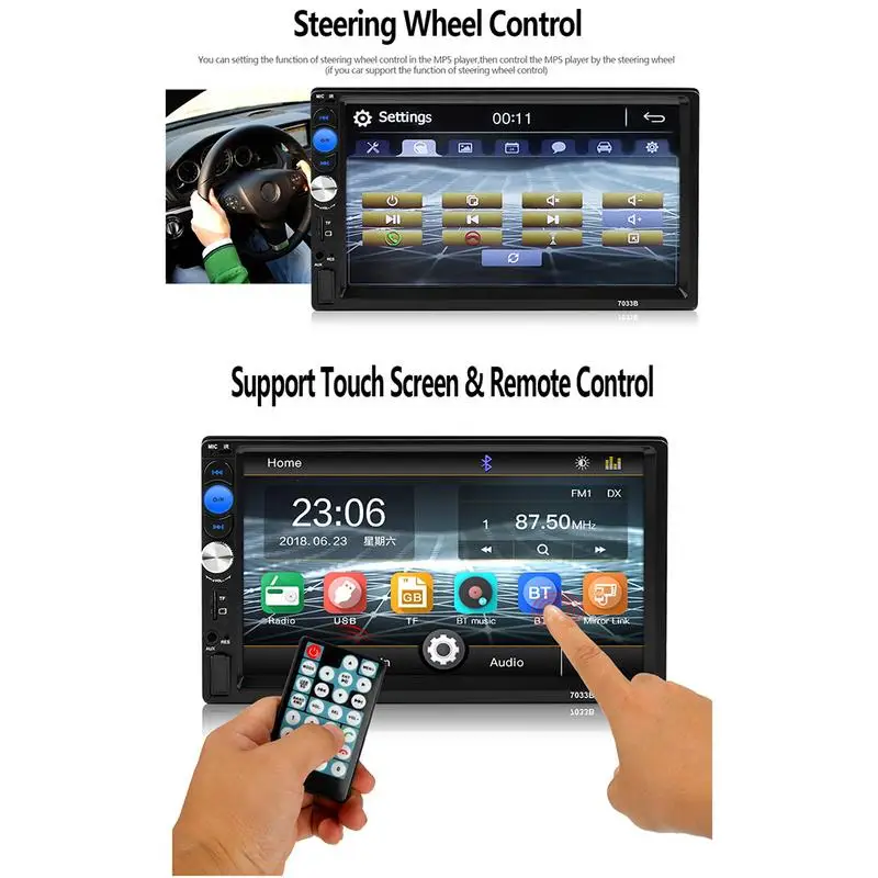7033B Car Stereo Radio 2 Din Mp5 Player Mirrorlink Android 2Din 7 Inch Press Screen Hd Bluetooth Multimedia Autoradi |