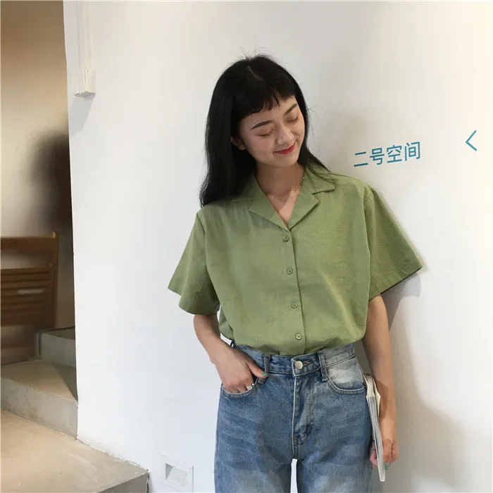 Летняя женская блузка с треугольным вырезом Повседневная рубашка коротким