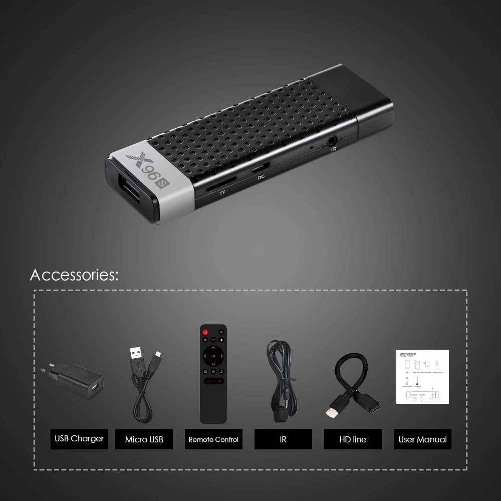 X96S мини ПК Android 8 1 TV Box Amlogic S905Y2 Stick DDR4 4 Гб RAM 32 ROM Smart с Bluetooth 2 4K