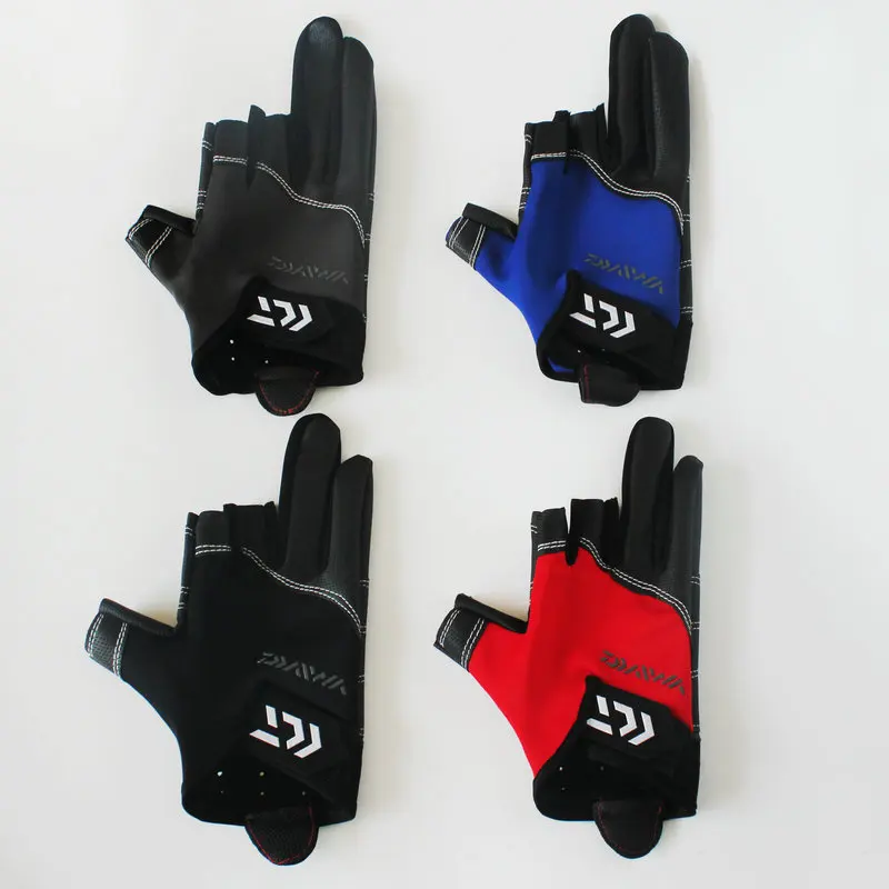 

Daiwa 3 Fingers Cut Anti-Slip Soft Fishing Gloves Durable Outdoor Breathable Riding Gloves Water-proof Sports Gloves